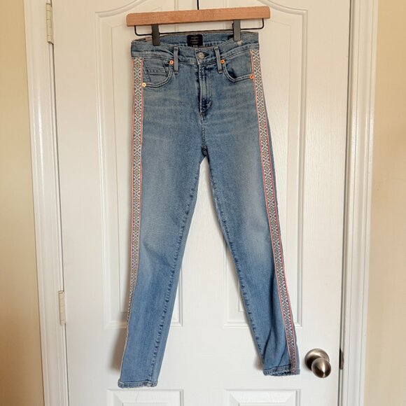 Citizens Of Humanity Rocket Crop High Rise Skinny with Embroidery Stripe Size 24 - Picture 2 of 14